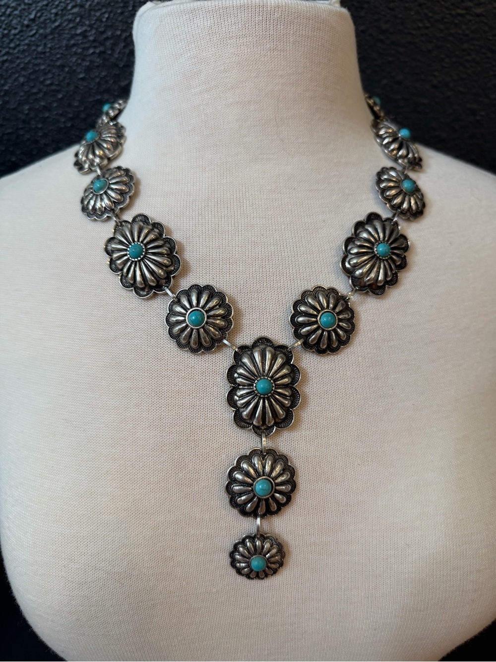 Silver Floral Turquoise Necklace - Women Jewelry